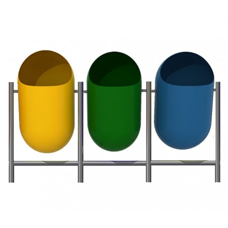 Basurero Metal Ovalado Triple 150 Litros
