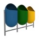 Basurero Metal Ovalado Triple 150 Litros